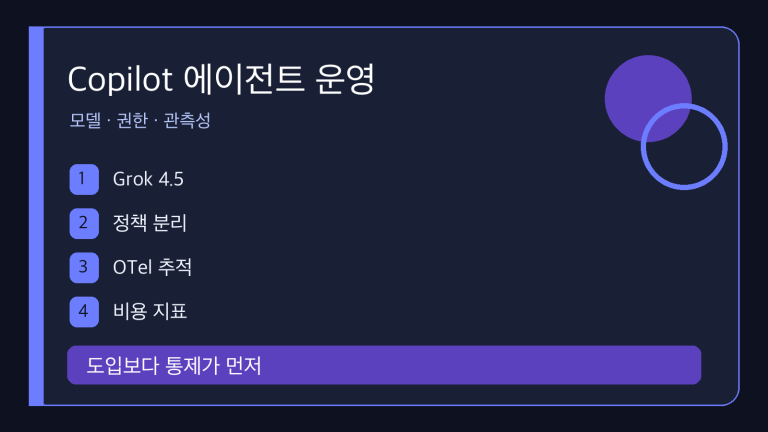Copilot의 Grok 4.5·통합 정책·OTel: 에이전트 운영을 재설계하는 법 | Governing Copilot Agents with Grok 4.5, Policies, and Observability