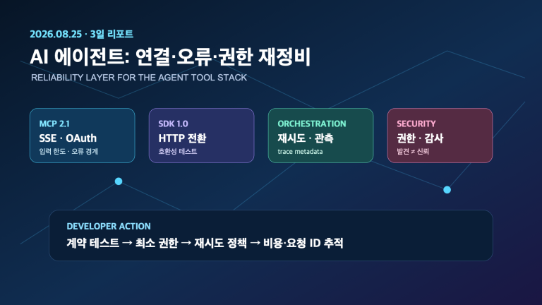 AI 에이전트 연결·오류·권한 재정비 | Three-Day AI Agent Reliability Trends