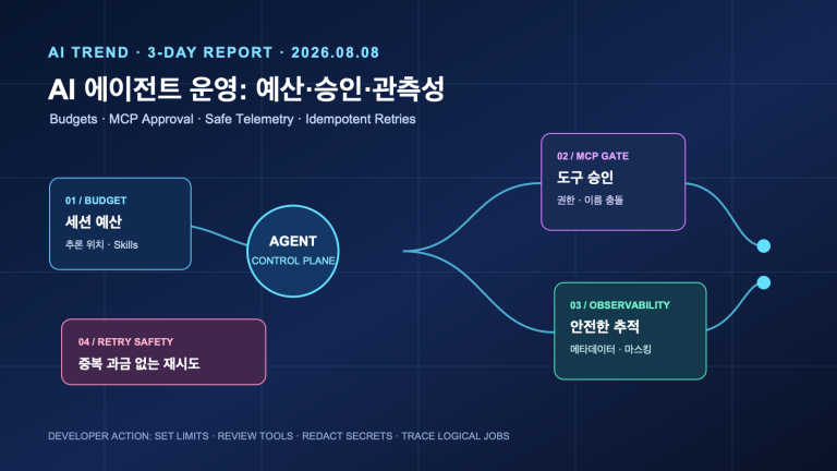 AI 에이전트 운영의 3일 변화: 예산·승인·관측성 | Three-Day AI Agent Controls: Budgets, Approvals, Observability