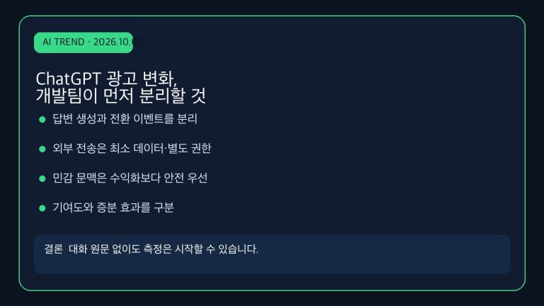 ChatGPT 시각 광고와 전환 측정, AI 제품의 데이터 경계를 다시 설계할 때 | Designing Data Boundaries for ChatGPT Ads